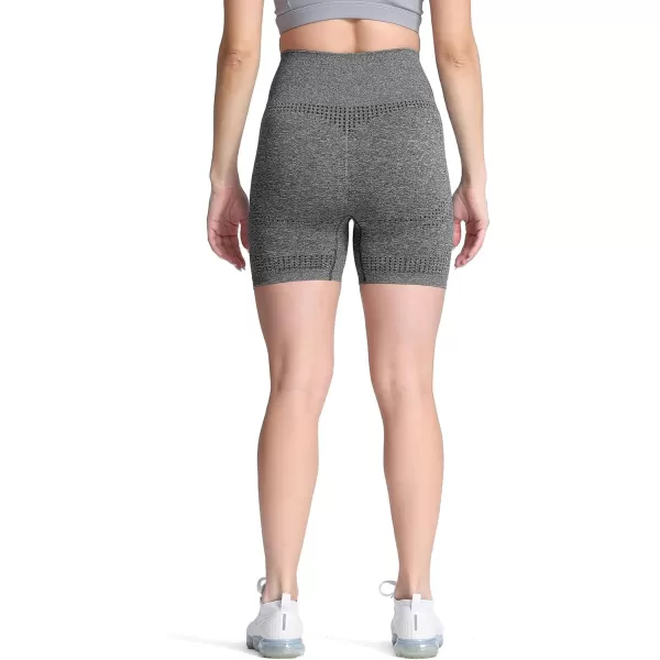 Aoxjox Vital Seamless Biker Shorts for Women High Waist Workout Shorts Booty Running Yoga Shorts 5quotA Charcoal Grey Marl