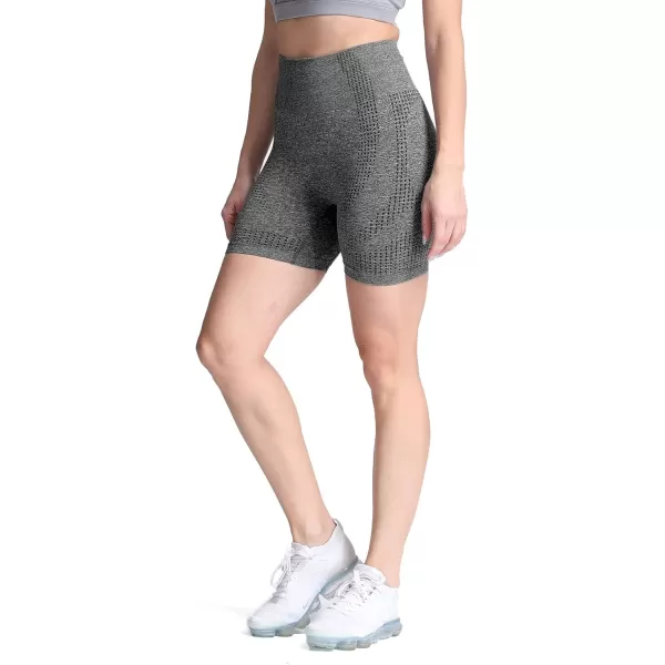 Aoxjox Vital Seamless Biker Shorts for Women High Waist Workout Shorts Booty Running Yoga Shorts 5quotA Charcoal Grey Marl