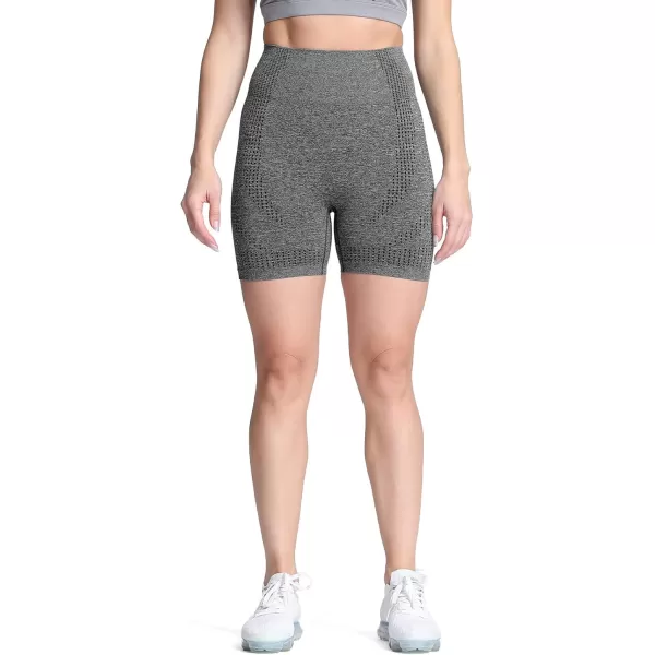 Aoxjox Vital Seamless Biker Shorts for Women High Waist Workout Shorts Booty Running Yoga Shorts 5quotA Charcoal Grey Marl