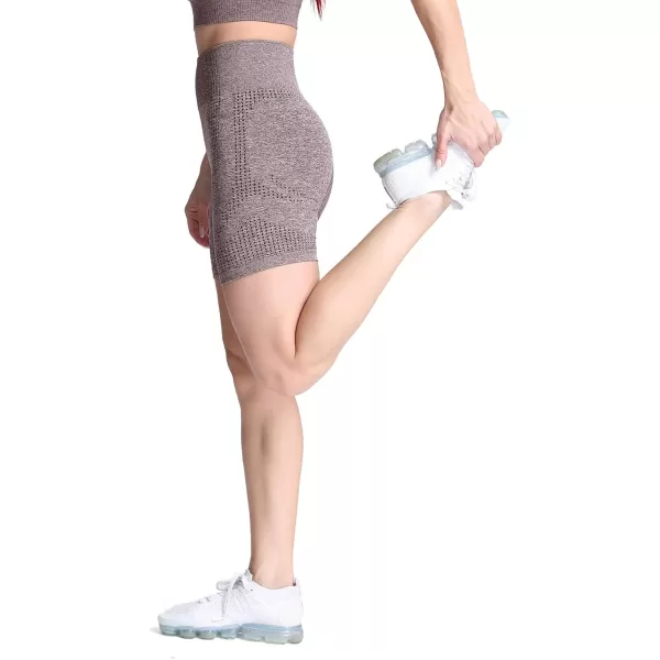 Aoxjox Vital Seamless Biker Shorts for Women High Waist Workout Shorts Booty Running Yoga Shorts 5quotA Coffee Marl