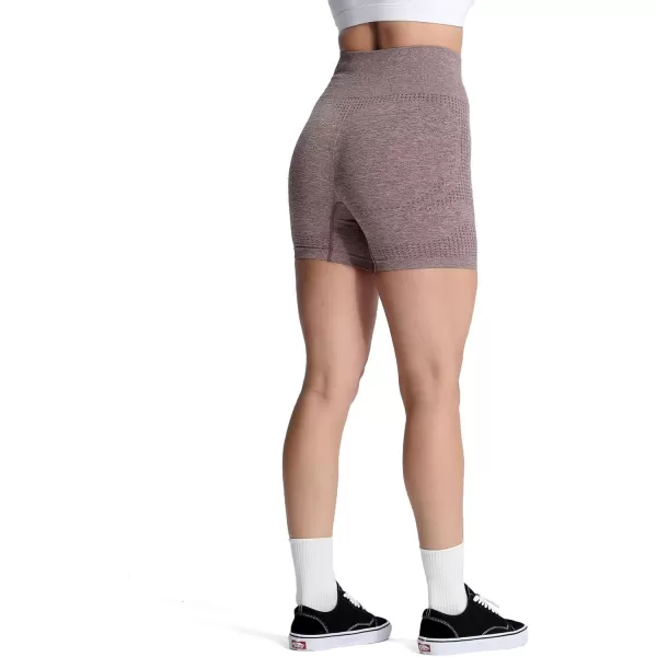 Aoxjox Vital Seamless Biker Shorts for Women High Waist Workout Shorts Booty Running Yoga Shorts 5quotA Dandelion Brown Marl
