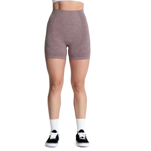 Aoxjox Vital Seamless Biker Shorts for Women High Waist Workout Shorts Booty Running Yoga Shorts 5quotA Dandelion Brown Marl