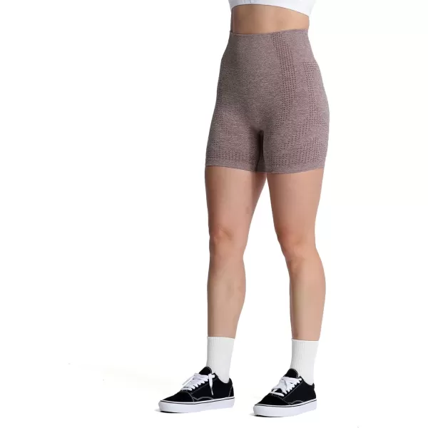 Aoxjox Vital Seamless Biker Shorts for Women High Waist Workout Shorts Booty Running Yoga Shorts 5quotA Dandelion Brown Marl