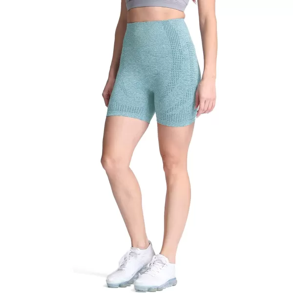 Aoxjox Vital Seamless Biker Shorts for Women High Waist Workout Shorts Booty Running Yoga Shorts 5quotA Forest Green Marl