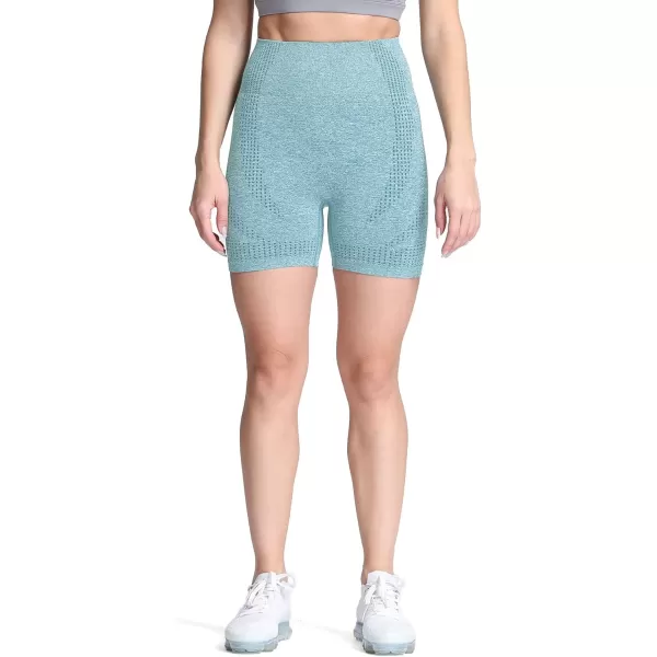 Aoxjox Vital Seamless Biker Shorts for Women High Waist Workout Shorts Booty Running Yoga Shorts 5quotA Forest Green Marl