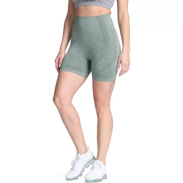 Aoxjox Vital Seamless Biker Shorts for Women High Waist Workout Shorts Booty Running Yoga Shorts 5quotA Khaki Marl