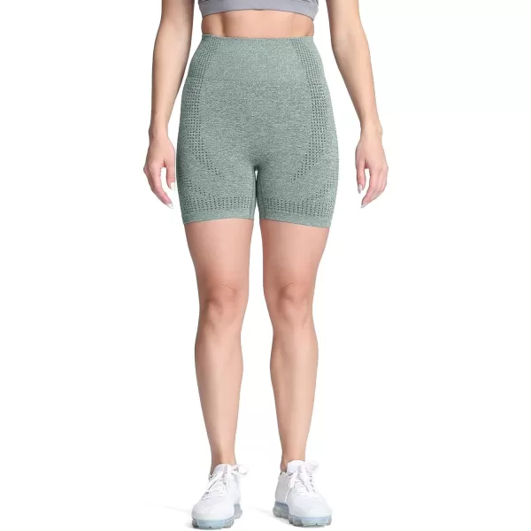 Aoxjox Vital Seamless Biker Shorts for Women High Waist Workout Shorts Booty Running Yoga Shorts 5quotA Khaki Marl