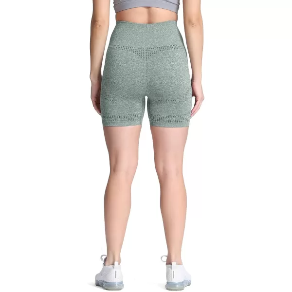 Aoxjox Vital Seamless Biker Shorts for Women High Waist Workout Shorts Booty Running Yoga Shorts 5quotA Khaki Marl