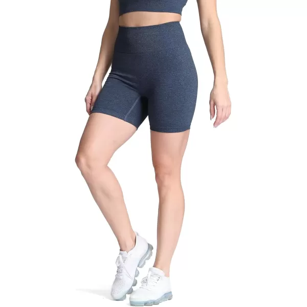 Aoxjox Vital Seamless Biker Shorts for Women High Waist Workout Shorts Booty Running Yoga Shorts 5quotA Navy Marl