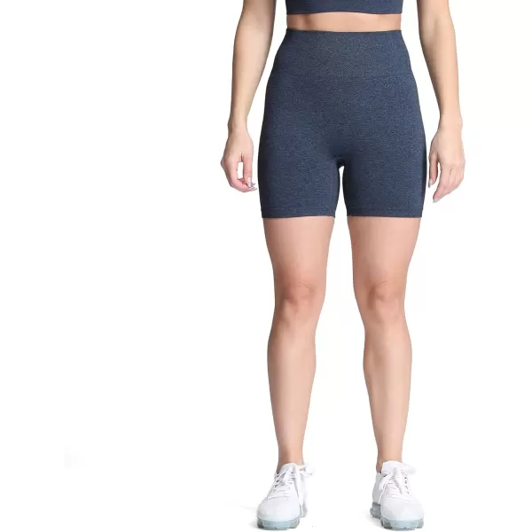 Aoxjox Vital Seamless Biker Shorts for Women High Waist Workout Shorts Booty Running Yoga Shorts 5quotA Navy Marl