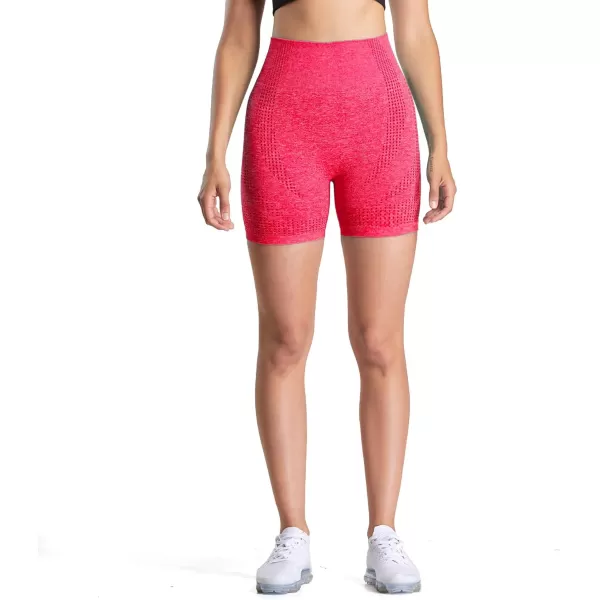 Aoxjox Vital Seamless Biker Shorts for Women High Waist Workout Shorts Booty Running Yoga Shorts 5quotA Rose Red Marl