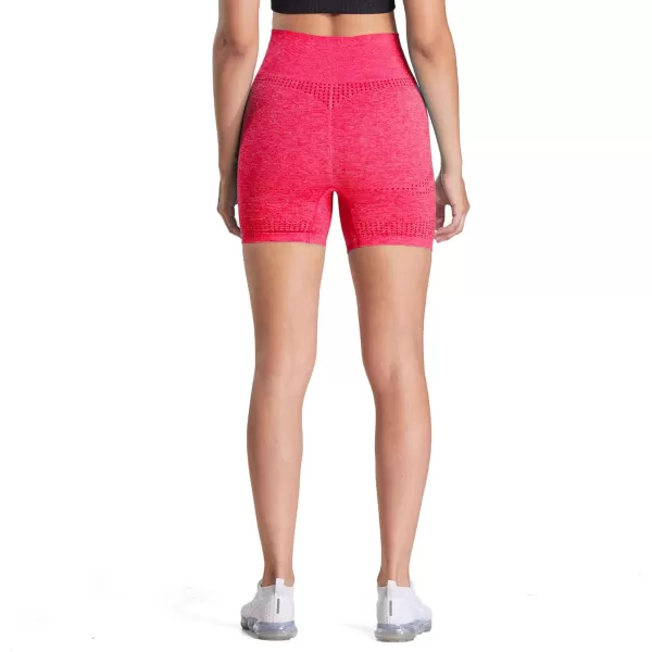 Aoxjox Vital Seamless Biker Shorts for Women High Waist Workout Shorts Booty Running Yoga Shorts 5quotA Rose Red Marl
