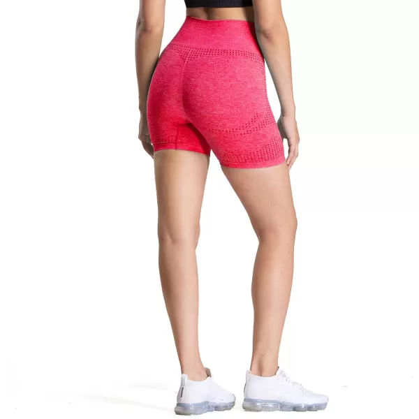 Aoxjox Vital Seamless Biker Shorts for Women High Waist Workout Shorts Booty Running Yoga Shorts 5quotA Rose Red Marl