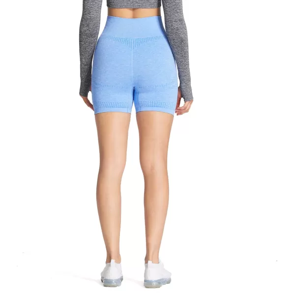 Aoxjox Vital Seamless Biker Shorts for Women High Waist Workout Shorts Booty Running Yoga Shorts 5quotA Sky Blue Marl