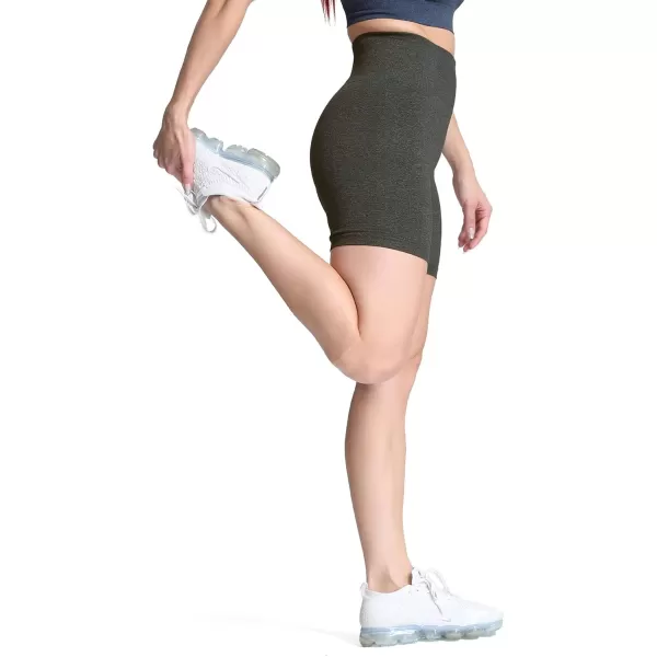 Aoxjox Vital Seamless Biker Shorts for Women High Waist Workout Shorts Booty Running Yoga Shorts 5quotB Army Green Marl