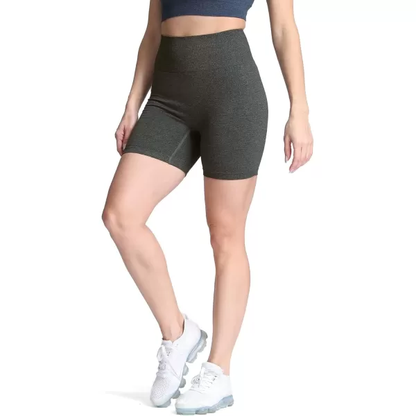 Aoxjox Vital Seamless Biker Shorts for Women High Waist Workout Shorts Booty Running Yoga Shorts 5quotB Army Green Marl