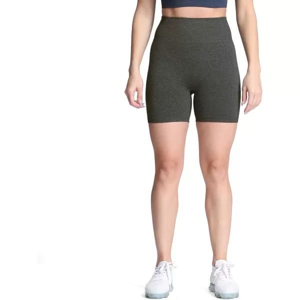 Aoxjox Vital Seamless Biker Shorts for Women High Waist Workout Shorts Booty Running Yoga Shorts 5quotB Army Green Marl