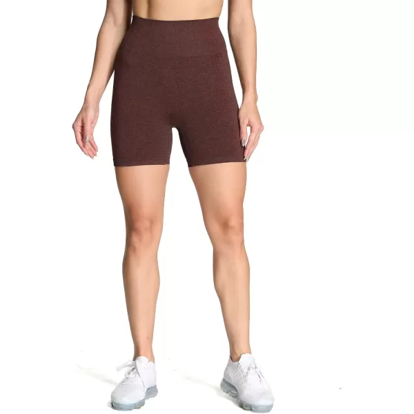 Aoxjox Vital Seamless Biker Shorts for Women High Waist Workout Shorts Booty Running Yoga Shorts 5quotB Cherry Brown Marl