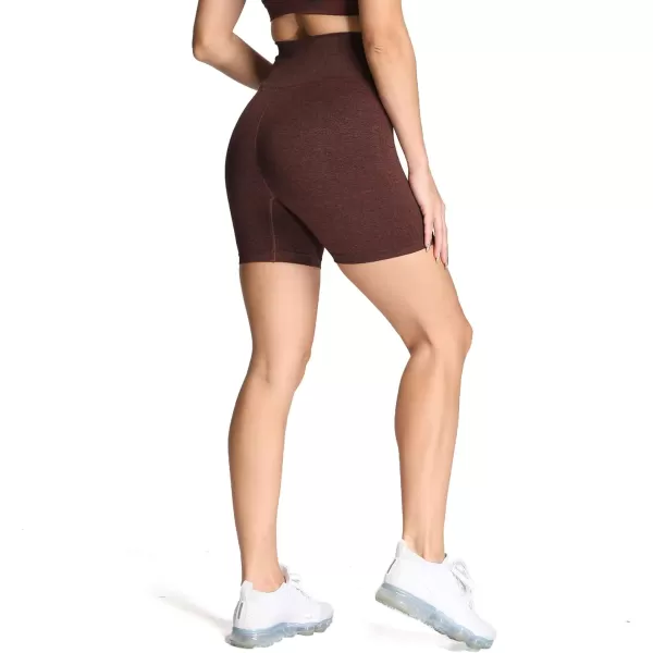 Aoxjox Vital Seamless Biker Shorts for Women High Waist Workout Shorts Booty Running Yoga Shorts 5quotB Cherry Brown Marl