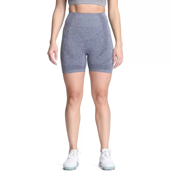 Aoxjox Vital Seamless Biker Shorts for Women High Waist Workout Shorts Booty Running Yoga Shorts 5quotB Dark Blue Marl