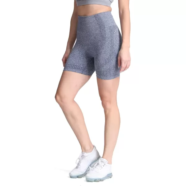 Aoxjox Vital Seamless Biker Shorts for Women High Waist Workout Shorts Booty Running Yoga Shorts 5quotB Dark Blue Marl