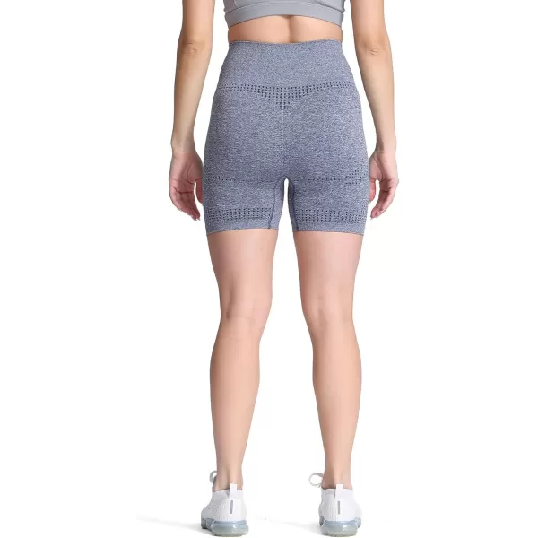 Aoxjox Vital Seamless Biker Shorts for Women High Waist Workout Shorts Booty Running Yoga Shorts 5quotB Dark Blue Marl