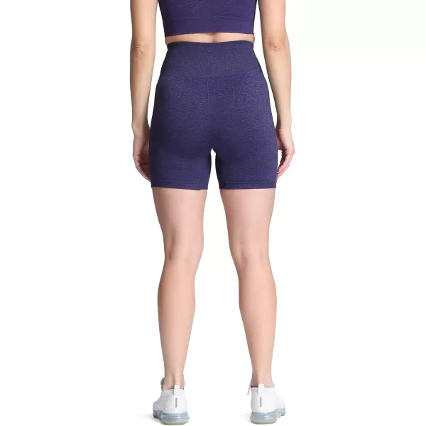Aoxjox Vital Seamless Biker Shorts for Women High Waist Workout Shorts Booty Running Yoga Shorts 5quotB Dark Purple Marl