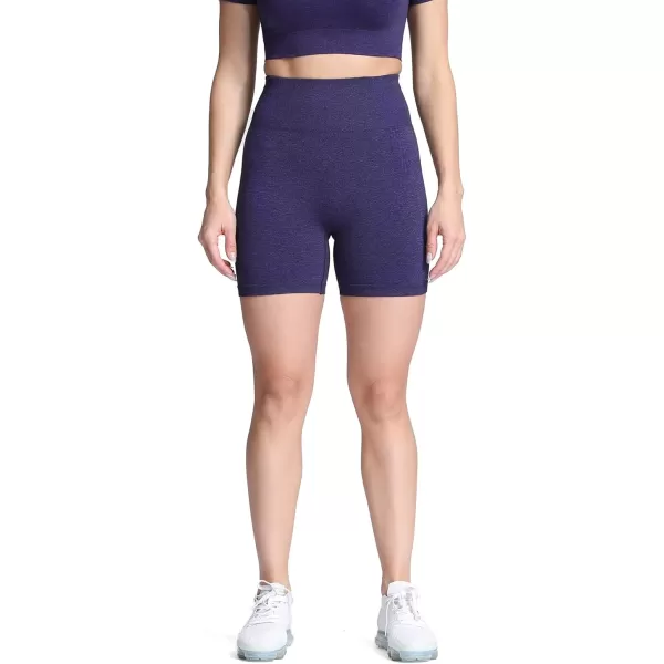 Aoxjox Vital Seamless Biker Shorts for Women High Waist Workout Shorts Booty Running Yoga Shorts 5quotB Dark Purple Marl