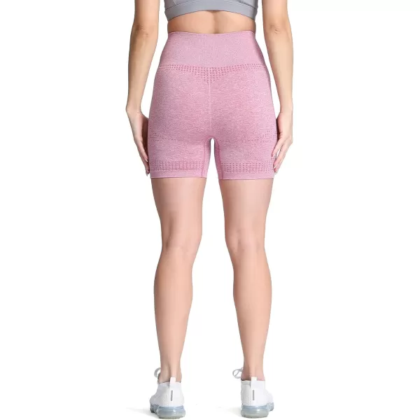 Aoxjox Vital Seamless Biker Shorts for Women High Waist Workout Shorts Booty Running Yoga Shorts 5quotB Dusky Pink Marl