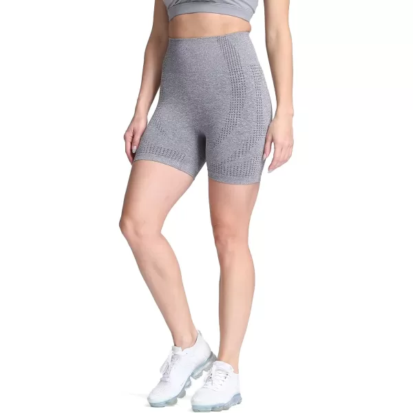 Aoxjox Vital Seamless Biker Shorts for Women High Waist Workout Shorts Booty Running Yoga Shorts 5quotB Smokey Grey Marl