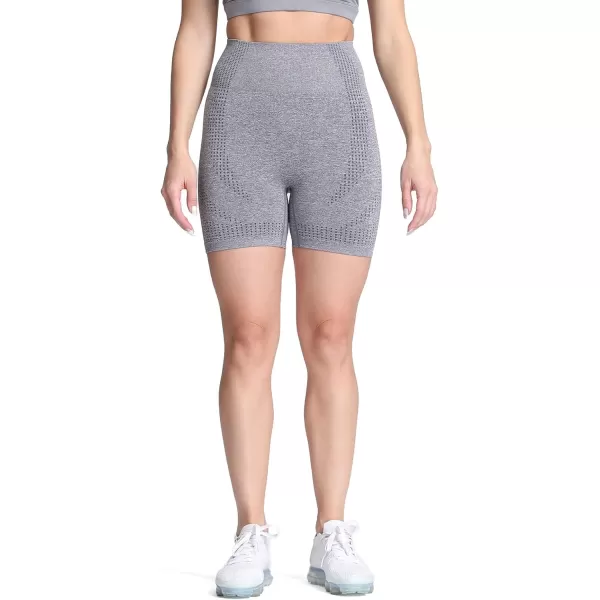 Aoxjox Vital Seamless Biker Shorts for Women High Waist Workout Shorts Booty Running Yoga Shorts 5quotB Smokey Grey Marl