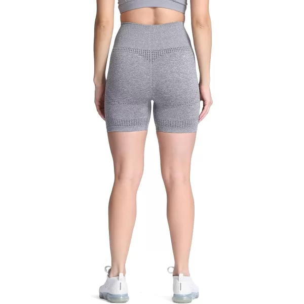 Aoxjox Vital Seamless Biker Shorts for Women High Waist Workout Shorts Booty Running Yoga Shorts 5quotB Smokey Grey Marl