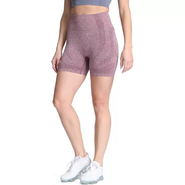 Aoxjox Vital Seamless Biker Shorts for Women High Waist Workout Shorts Booty Running Yoga Shorts 5quotB Wine Red Marl