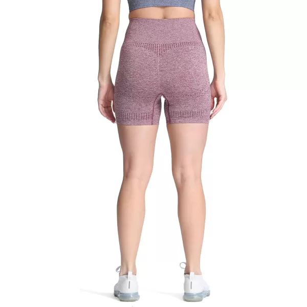 Aoxjox Vital Seamless Biker Shorts for Women High Waist Workout Shorts Booty Running Yoga Shorts 5quotB Wine Red Marl