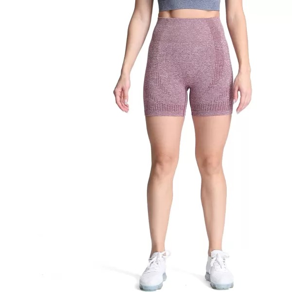 Aoxjox Vital Seamless Biker Shorts for Women High Waist Workout Shorts Booty Running Yoga Shorts 5quotB Wine Red Marl