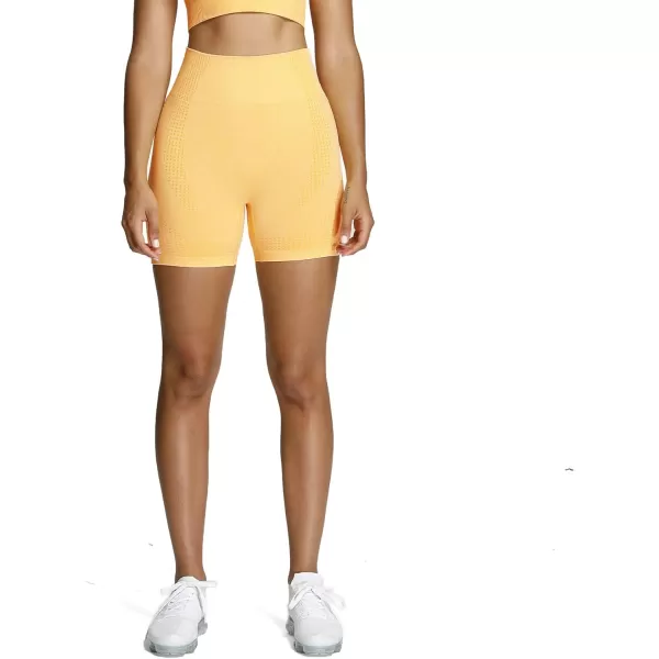 Aoxjox Vital Seamless Biker Shorts for Women High Waist Workout Shorts Booty Running Yoga Shorts 5quotB Yellow Marl