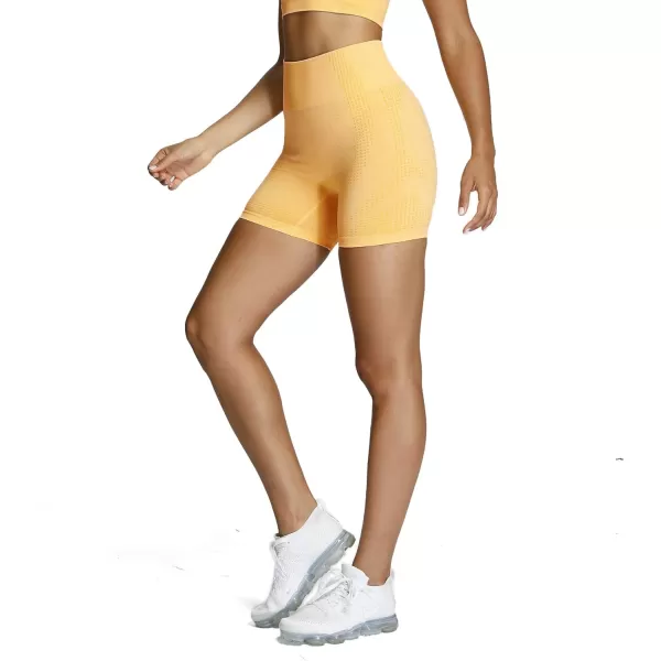 Aoxjox Vital Seamless Biker Shorts for Women High Waist Workout Shorts Booty Running Yoga Shorts 5quotB Yellow Marl