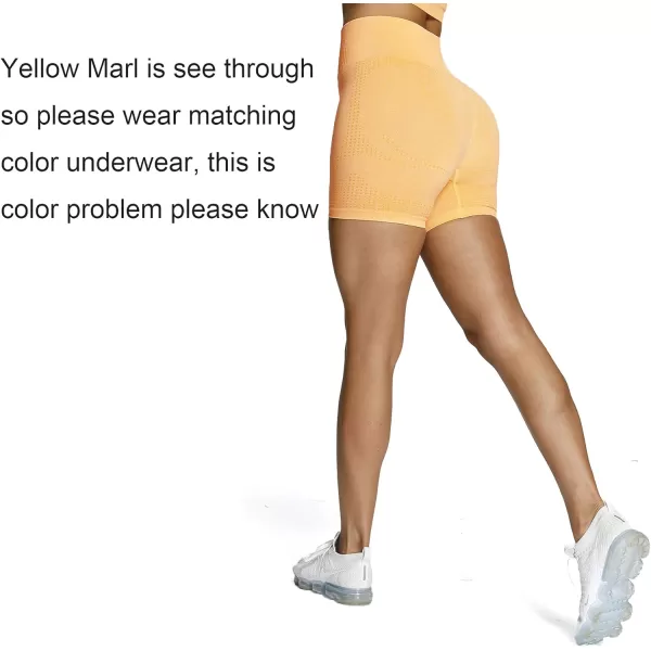 Aoxjox Vital Seamless Biker Shorts for Women High Waist Workout Shorts Booty Running Yoga Shorts 5quotB Yellow Marl