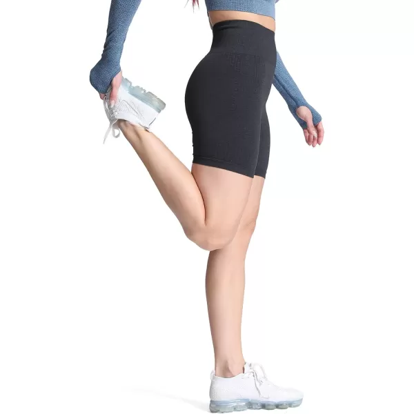 Aoxjox Vital Seamless Biker Shorts for Women High Waist Workout Shorts Booty Running Yoga Shorts 5quotBlack Marl