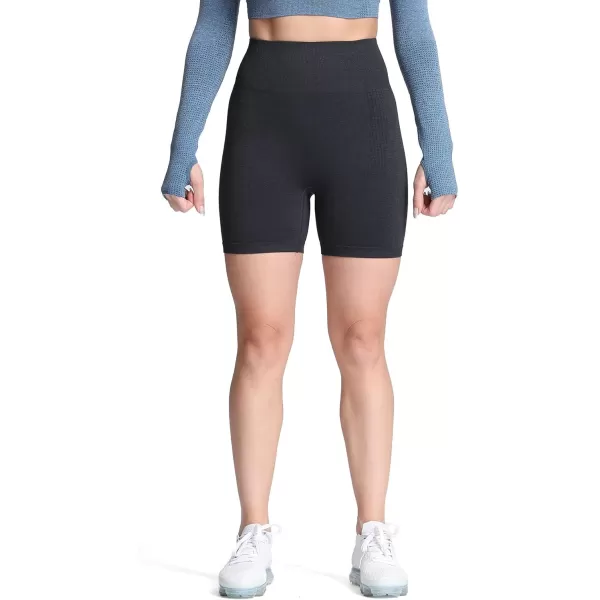 Aoxjox Vital Seamless Biker Shorts for Women High Waist Workout Shorts Booty Running Yoga Shorts 5quotBlack Marl