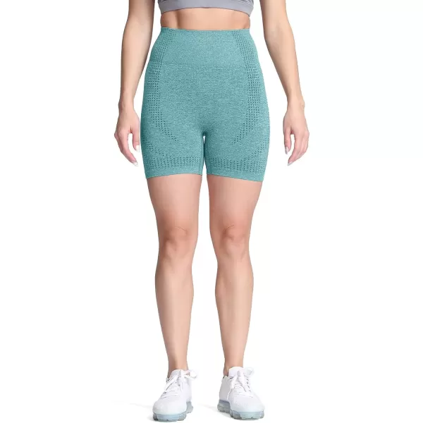 Aoxjox Vital Seamless Biker Shorts for Women High Waist Workout Shorts Booty Running Yoga Shorts 5quotC Dark Green Marl