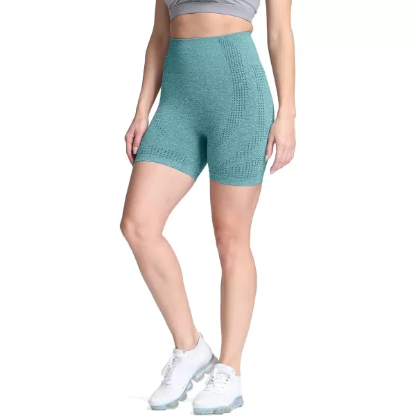 Aoxjox Vital Seamless Biker Shorts for Women High Waist Workout Shorts Booty Running Yoga Shorts 5quotC Dark Green Marl