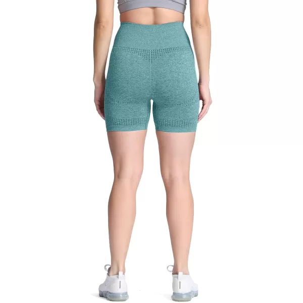 Aoxjox Vital Seamless Biker Shorts for Women High Waist Workout Shorts Booty Running Yoga Shorts 5quotC Dark Green Marl