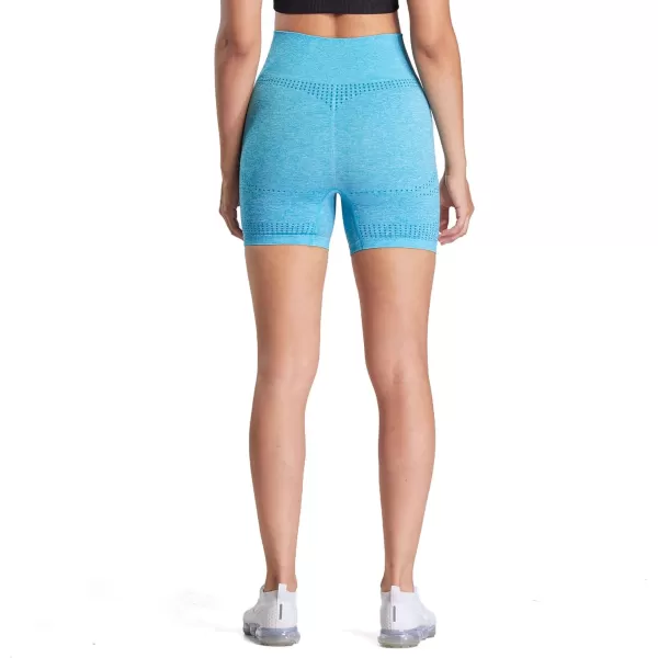Aoxjox Vital Seamless Biker Shorts for Women High Waist Workout Shorts Booty Running Yoga Shorts 5quotD Hydro Teal Marl