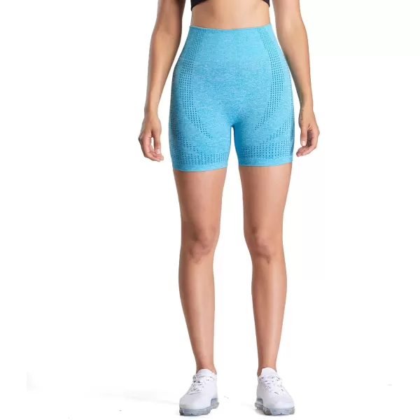 Aoxjox Vital Seamless Biker Shorts for Women High Waist Workout Shorts Booty Running Yoga Shorts 5quotD Hydro Teal Marl