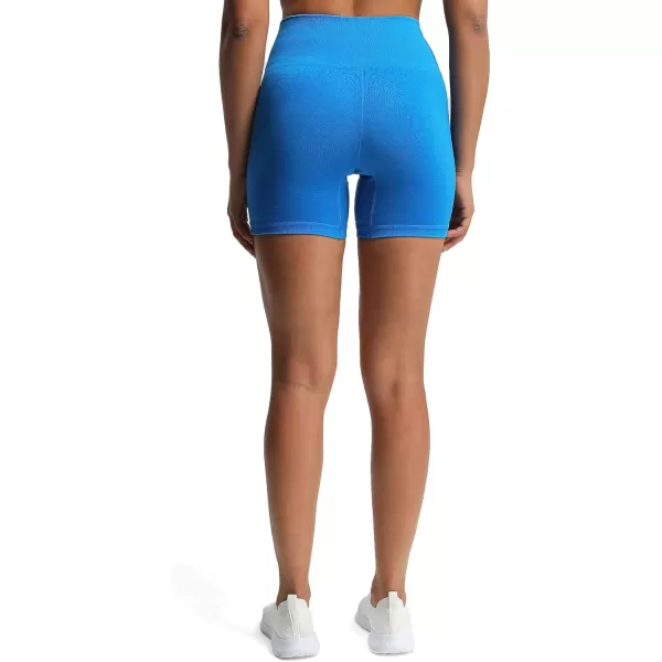 Aoxjox Vital Seamless Biker Shorts for Women High Waist Workout Shorts Booty Running Yoga Shorts 5quotVital New Directoire Blue