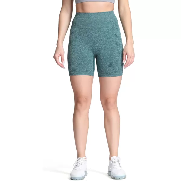 Aoxjox Vital Seamless Biker Shorts for Women High Waist Workout Shorts Booty Running Yoga Shorts 5quotVital New Forest Green Marl
