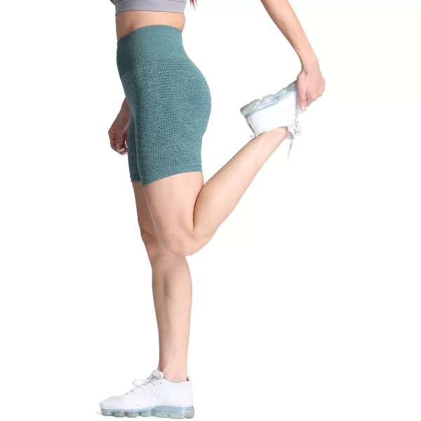Aoxjox Vital Seamless Biker Shorts for Women High Waist Workout Shorts Booty Running Yoga Shorts 5quotVital New Forest Green Marl