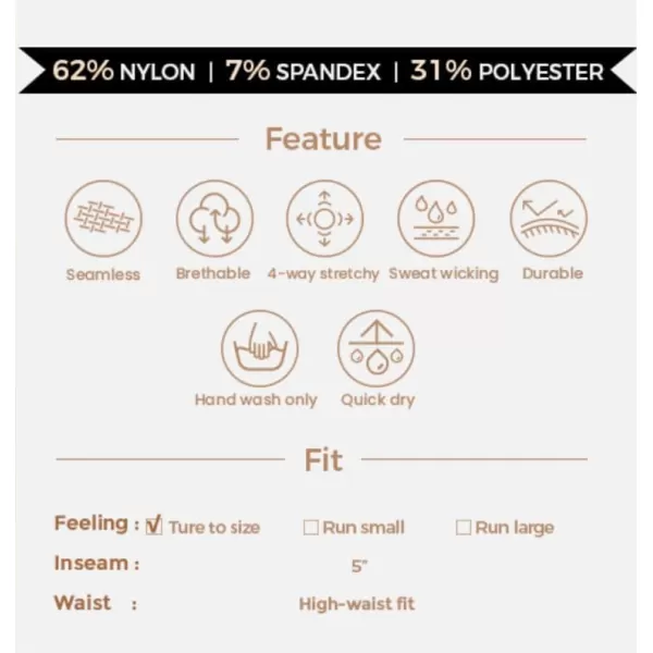 Aoxjox Vital Seamless Biker Shorts for Women High Waist Workout Shorts Booty Running Yoga Shorts 5quotVital New Fudge Coffee