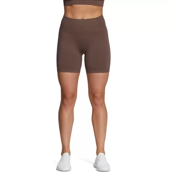 Aoxjox Vital Seamless Biker Shorts for Women High Waist Workout Shorts Booty Running Yoga Shorts 5quotVital New Fudge Coffee